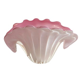 Pink Alabastro Murano Glass Clam Shell Bowl from Seguso, Italy, 1960s For Sale