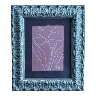 2025 Original Botanical Floral Sketch, Framed For Sale