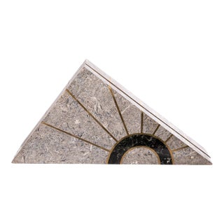 Maitland Smith Tesselated Stone Triangle Box For Sale