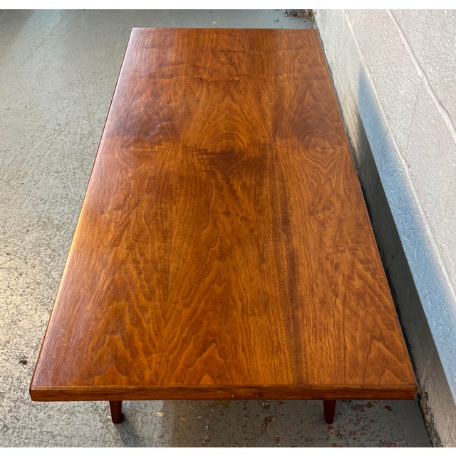 Brown Mid-Century Walnut Coffee Table Attributed to Jens Risom For Sale - Image 8 of 17