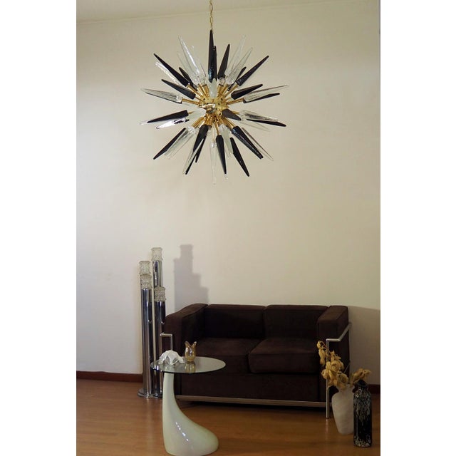 Murano Trasparent and Black Glass Sputnik Chandelier, 1990 For Sale - Image 9 of 18