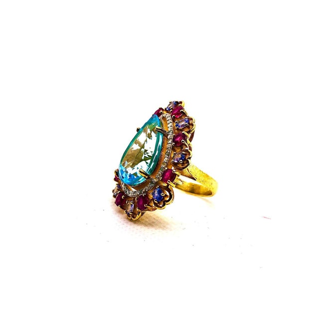 Bochic “Capri” Vintage Ruby, Tanzanite & Diamond Ring Set In 18K Gold & Silver For Sale In New York - Image 6 of 8