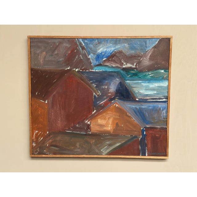 Mid-Century Modern Vivianne Larsson, Bodar, Lofoten, 1950s, Oil Painting on Canvas, Framed For Sale - Image 3 of 18