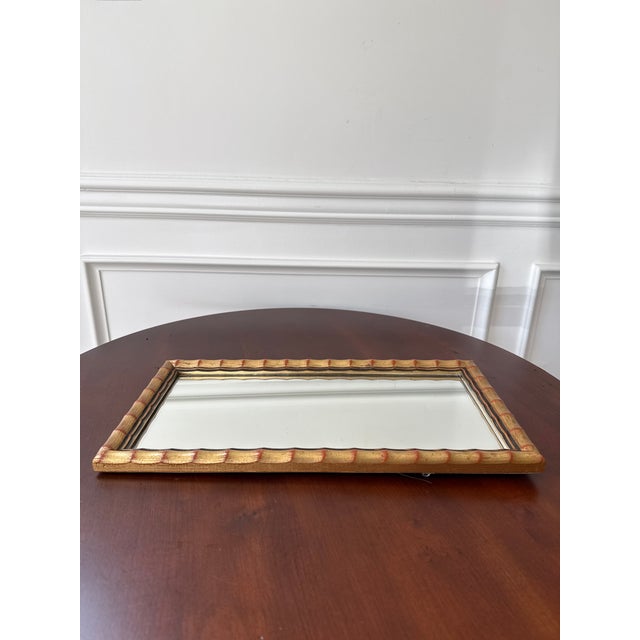 Wood Faux Golden Bamboo Framed Mirror For Sale - Image 7 of 10