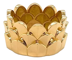 Fred of Paris 18k Yellow Gold 12mm Wide 3 Tier Crown Band Ring Size 7