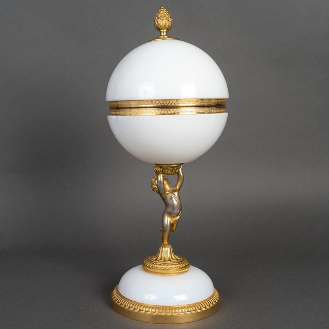 White Napoleon III Opaline Candy Dish with Gilded Bronze Frame, Early 20th Century For Sale - Image 8 of 11