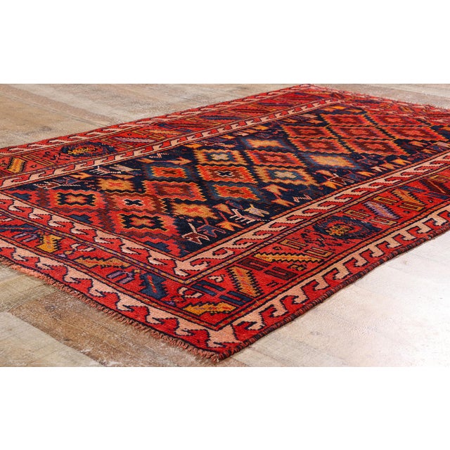 Navy Blue Late 19th Century Persian Shiraz Rug, 04'03 X 06'07 For Sale - Image 8 of 10