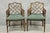Vintage Chinese Chippendale Faux Bamboo Wood Fretwork Hollywood Regency Dining Arm Chairs - a Pair. Circa Mid 20th...