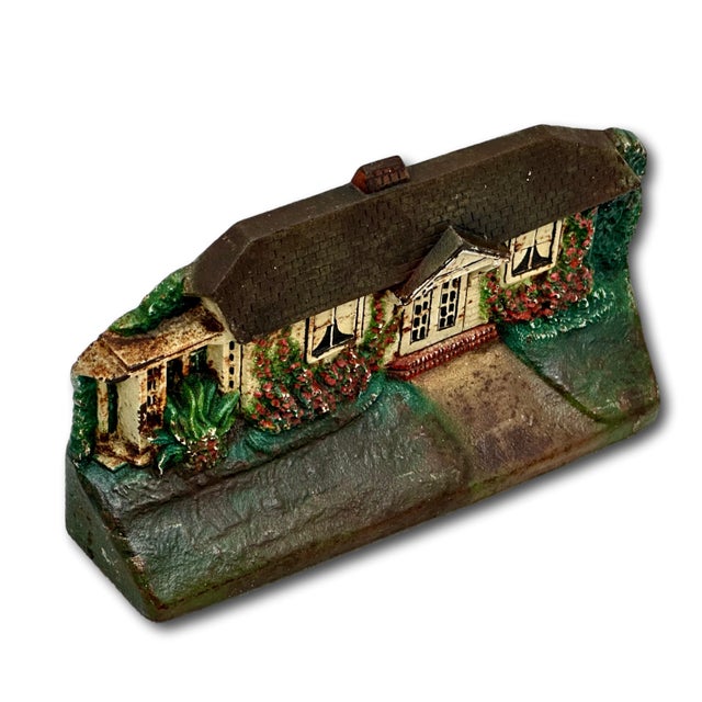 Ruby Red Rare & Hard to Find Antique American Cottage Cast Iron Doorstop by Cjo H L Judd Co. Circa 1920s For Sale - Image 8 of 18