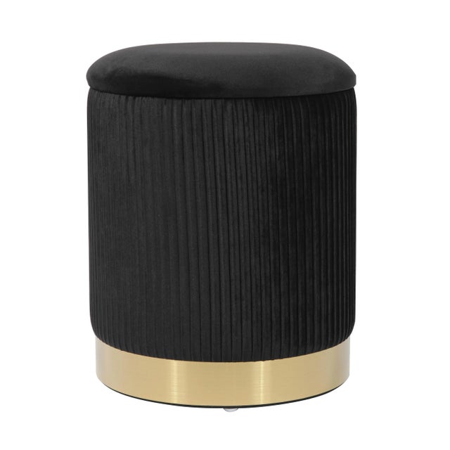 Black Zoe Black Velvet Storage Ottoman For Sale - Image 8 of 8