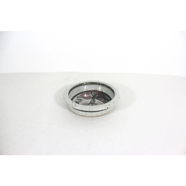 White Vintage Signed Eva Mlcak Studio Pottery Dish Candle Holder Bottle Coster Nut Bowl For Sale - Image 8 of 9