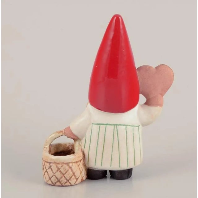 Elf Girl with Braided Basket and Honey Heart by Lisa Larson for Gustavsberg For Sale - Image 5 of 7