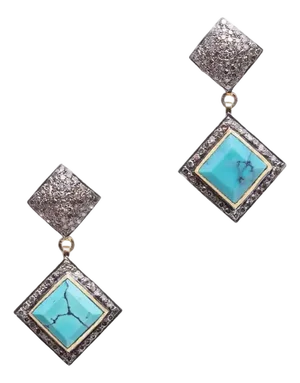 Turquoise and Diamond Drop Earrings