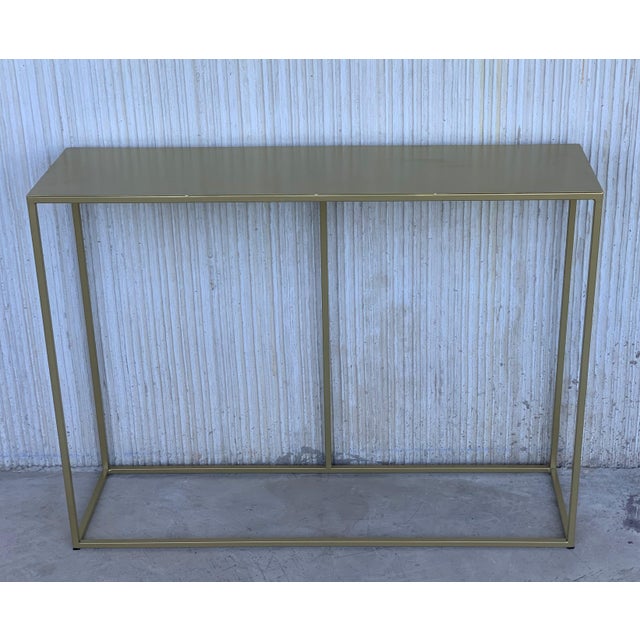 New Rectangullar Gilted Iron Console Table with Metal Top For Sale - Image 16 of 18