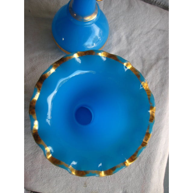 Blue Mid 19th Century Pair of French Napoleon III Bleu Opaline Vases For Sale - Image 8 of 8