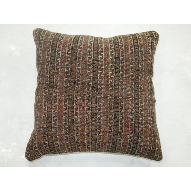 Zabihi Collection Persian Striped Tribal Rug Pillow For Sale - Image 4 of 5