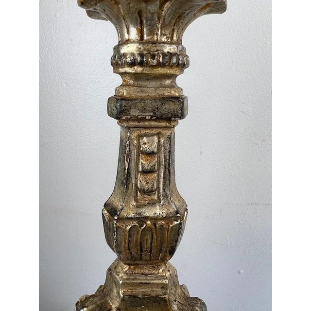 Distressed Italian Silver & Gold Gilt Candlesticks, 20th Century For Sale In Los Angeles - Image 6 of 10