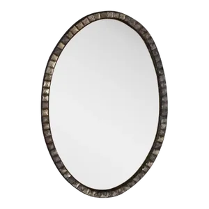 Antique Early 19th Century George III Irish Oval Mirror with Facet Cut Jewel Border