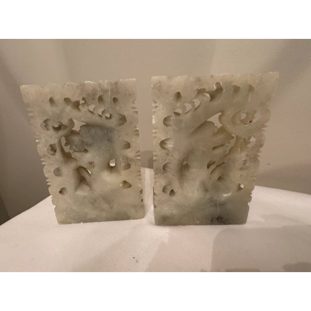 Green Pair of Late 19th Century Carved Onyx Dragon Asian Bookends For Sale - Image 8 of 12