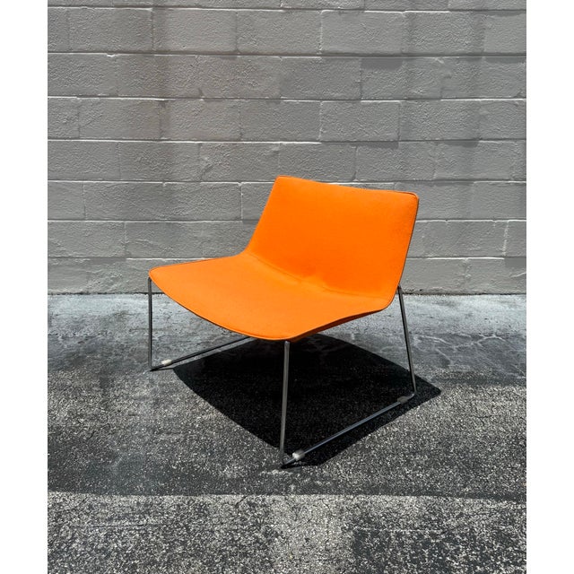 Mid-Century Modern Vintage MCM Wool & Chrome Lounge Chair For Sale - Image 3 of 6