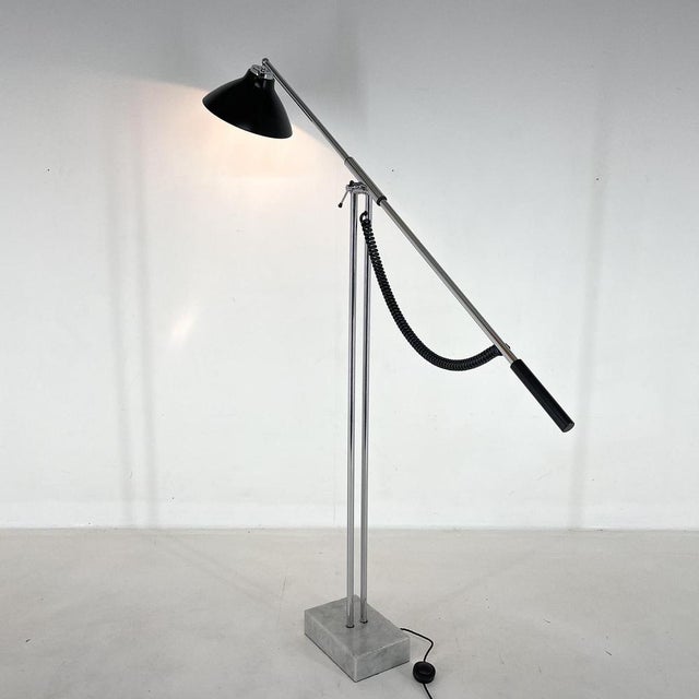 Italian Adjustable Chrome and Marble Floor Lamp in the style of Arredoluce, 1960s For Sale - Image 12 of 14