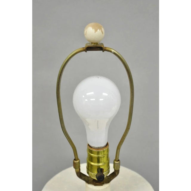 White Vintage Postmodern Beach House Ceramic Plaster White Bulbous Table Lamps, a Pair For Sale - Image 8 of 11
