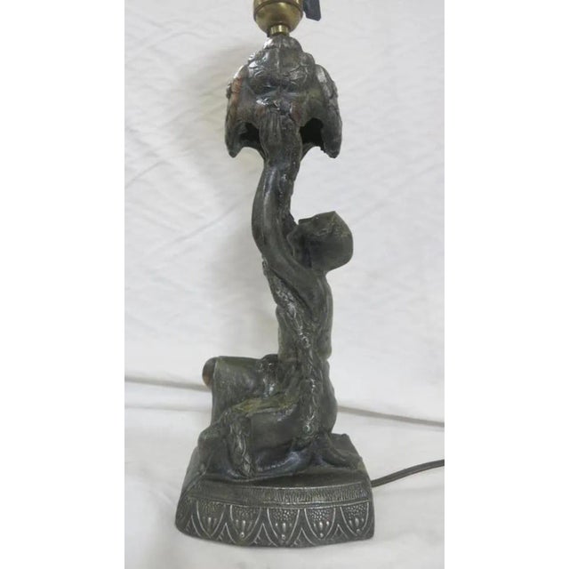 Art Deco Spelter Joan of Arc Table Lamp by La Belle For Sale - Image 4 of 8