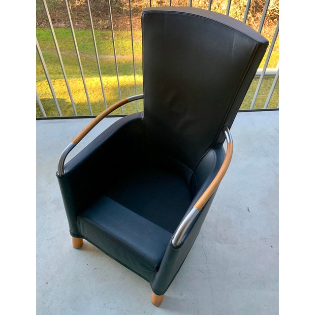 Very well-preserved original. Black leather. This piece has an attribution mark, I am sure that it is completely authentic...