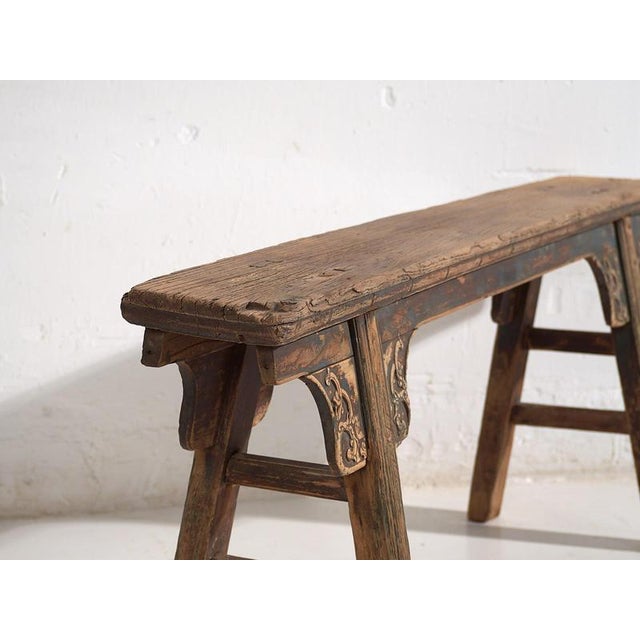 Antique Asian Navy Blue Bench, 1870s For Sale - Image 6 of 12