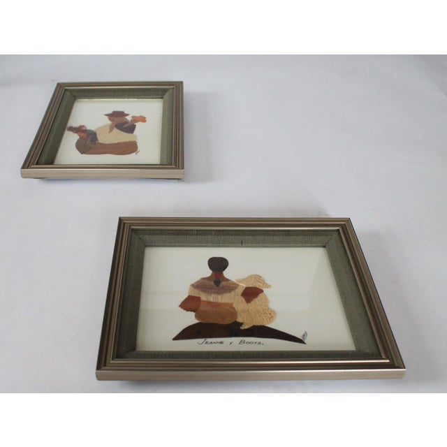 Glass Vintage Framed Figurative Artwork Made of Native Materials of Ecuador - A Pair For Sale - Image 7 of 11