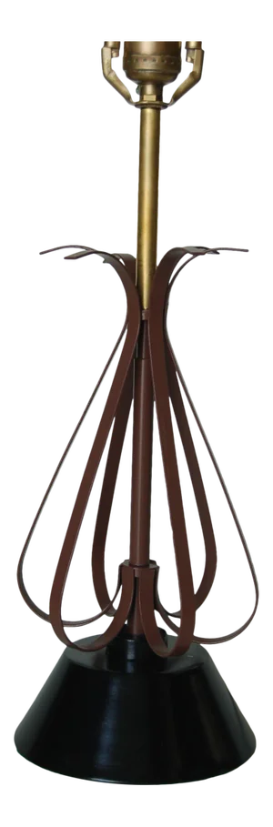 Mid Century Scalloped Steel and Brass Table Lamp