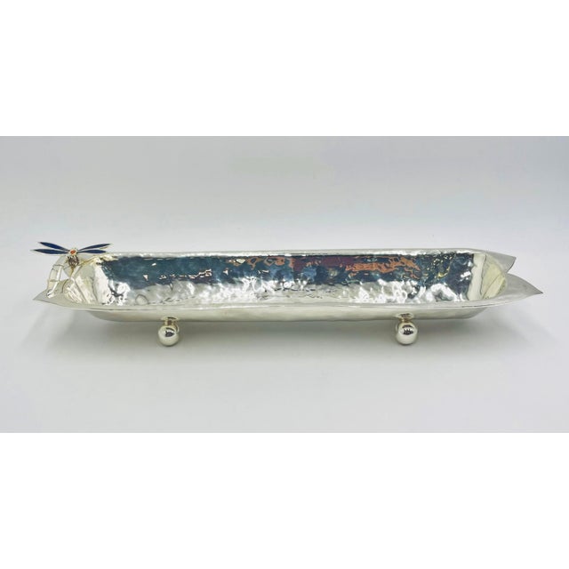 1980s Emilia Castillo Taxco Silver Plate Brass Lapis Lazuli Firefly Centerpiece Bowl For Sale - Image 14 of 18