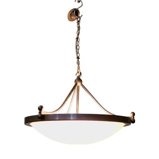 Art Deco Opalescent Glass Up Pendant Light, 1930 For Sale