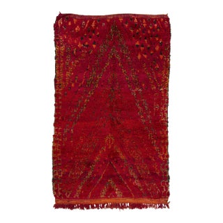 Vintage Moroccan Berber Shag Wool Rug in Red by Rug & Kilim, 1950-1959 For Sale