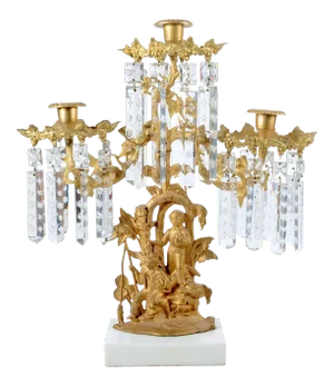 1840s American Gilt Brass Girandole Candelabra