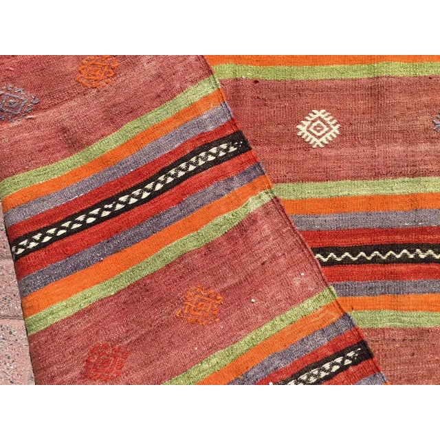 Vintage Striped Turkish Kilim Rug - 67" X 106" For Sale - Image 9 of 10