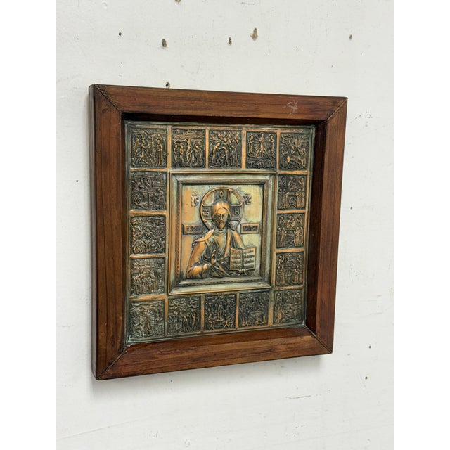 Design Plus Gallery presents a Russian Imperial Christian Brass Icon Jesus Christ Gold Mather Saints from the 19th...