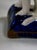 Blue Pair of Vintage English Staffordshire Style Black & White Cat Figurines on Blue Pillows For Sale - Image 8 of 11