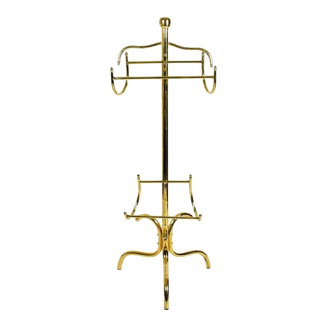 Mid-Century Modern Brass Gentleman's Butler Valet Stand, Circa 1960s–1970s For Sale