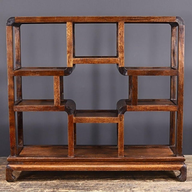 Wood Vintage Chinese Huali Rosewood Curio Display Stand | Ming Style Scholars Shelf For Sale - Image 7 of 9