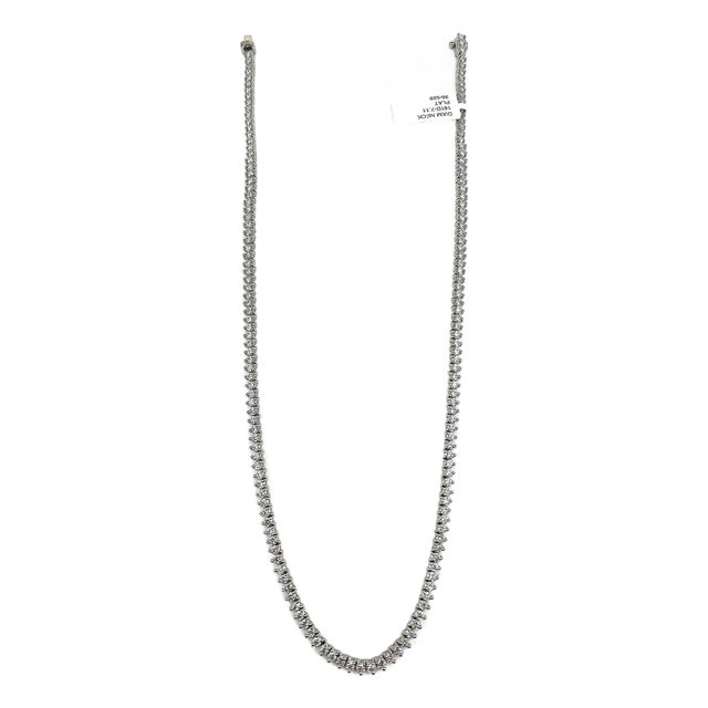 7.11 Ct 3-Prong Diamond Tennis Necklace For Sale