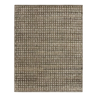 Rug & Kilim’s Block Print Rug in Brown With Cream Geometric Patterns For Sale