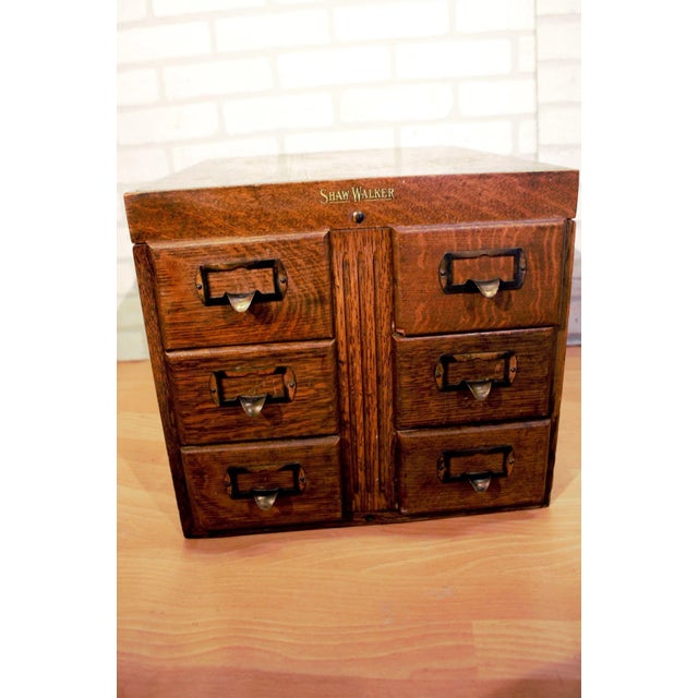 Brown Vintage Shaw Walker Library Bureau Filing Cabinet For Sale - Image 8 of 13