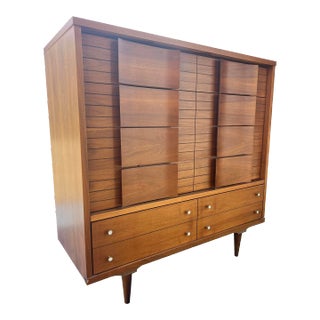 1970s Mid Century Modern Designer Tall Dresser Highboy For Sale