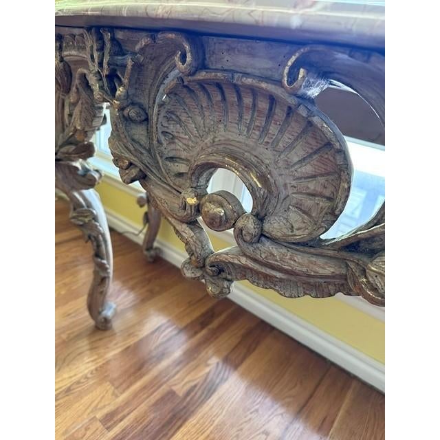 1990s Vintage Italian Neoclassical Travertine Console Table For Sale - Image 5 of 6