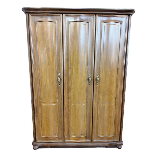 Luxury Vintage Japanese Wardrobe Cabinet – Mirrored Interior, Modular Shelves, and Original Hardware For Sale