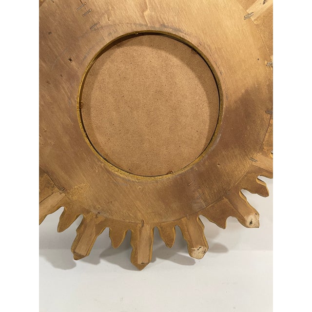 1970s Mid Century Modern Italian Florentine 20" Gilded Sunburst Wall Mirror For Sale - Image 13 of 18