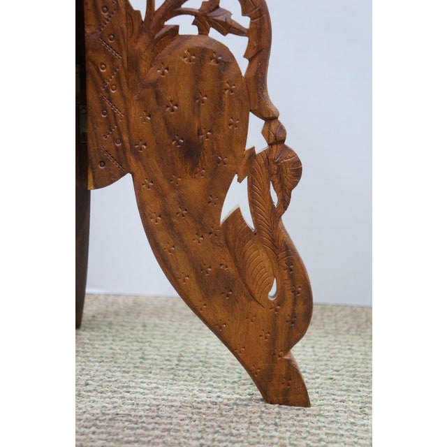 Vintage Anglo Indian Carved Folding Pedestal Table Plant Stand 16" For Sale - Image 11 of 14
