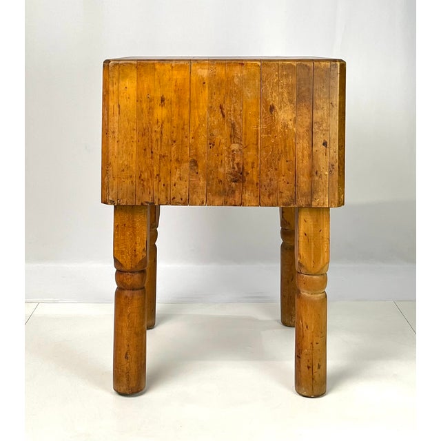 Mid 20th Century Vintage Solid Maple Butcher Block Table by Quality Maple Block Co. For Sale - Image 5 of 11