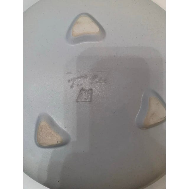 Mid-Century Modern Vintage Mid Century Modern Art Nouveau / Deco Art Pottery Bowl Lily Pad Decoration With Impressed Mark Newcomb Style For Sale - Image 3 of 12